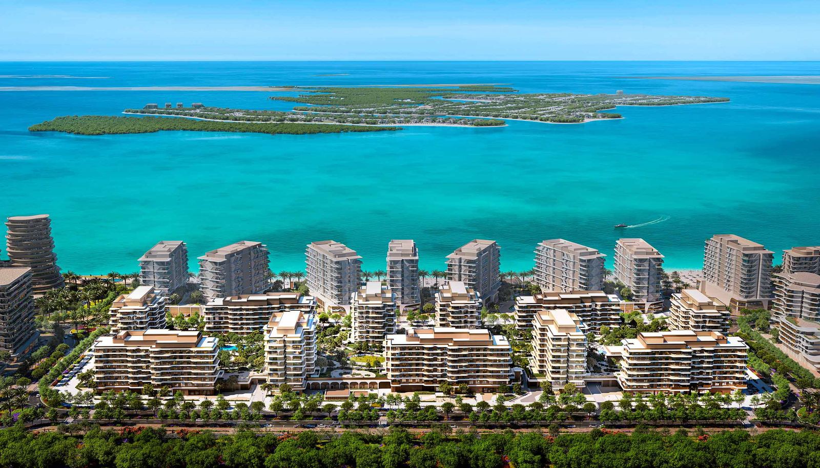 Aerial view of Fahid Beach House on Fahid Island