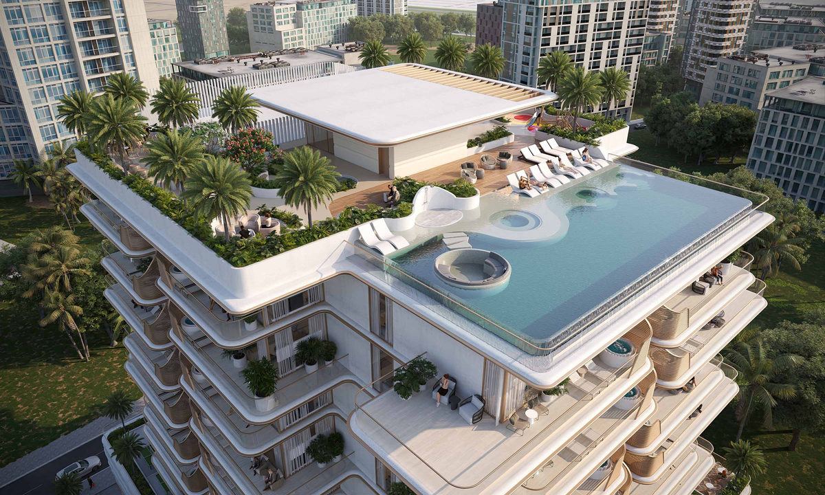 Rooftop pool and landscaped amenity terrace