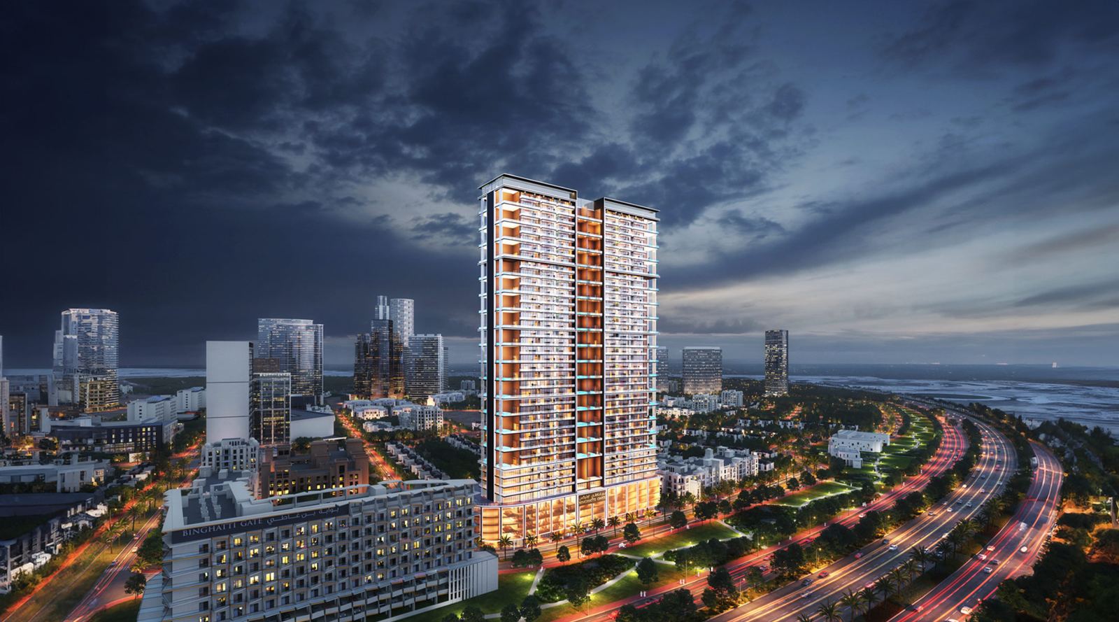 Jumeirah Village Circle residential streets and towers