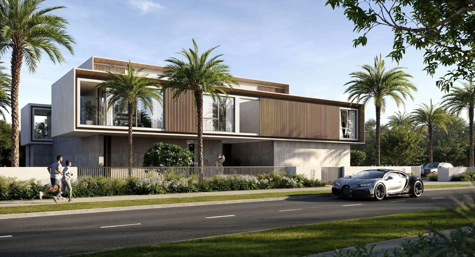 Lavita mansion street facade with palms