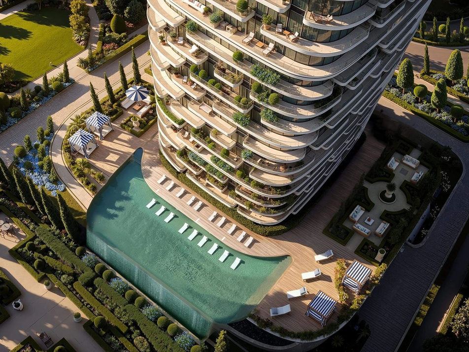 Infinity pool deck from above