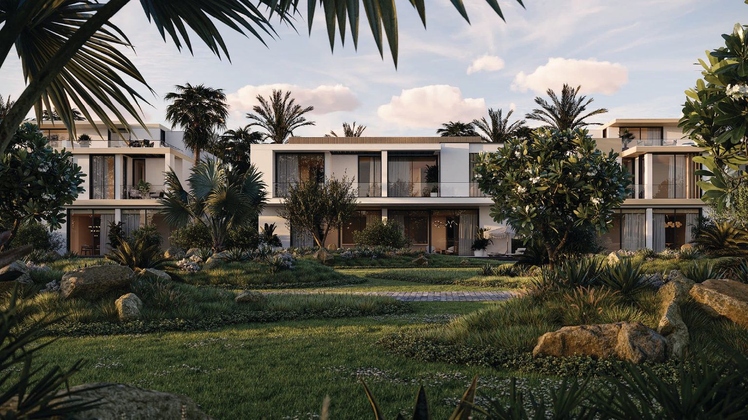 Townhouses set in landscaped gardens